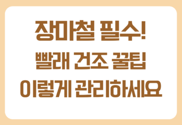 장마철 빨래 건조 시간을 줄이는 방법